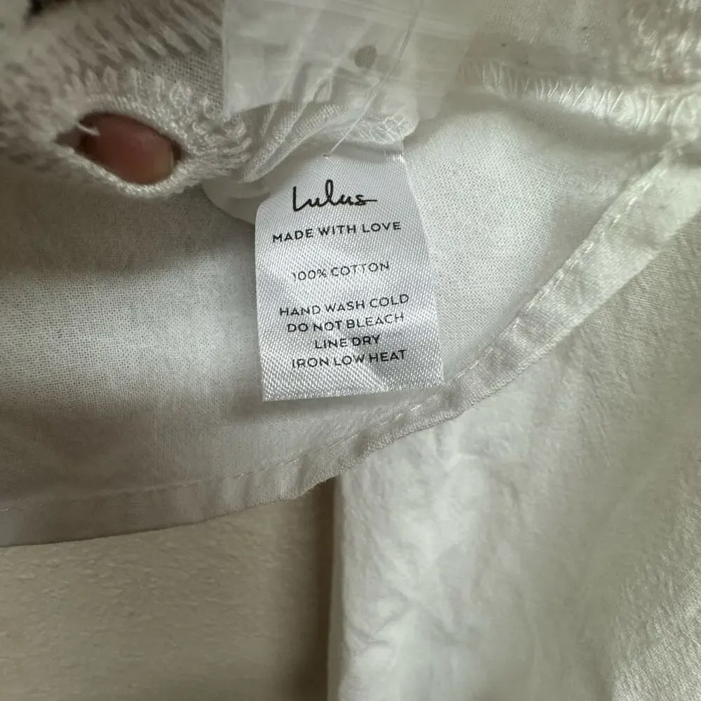 Lulus Adjoa White Embroidered Scalloped Crop Top | Size Small | NWT - Picture 9 of 9